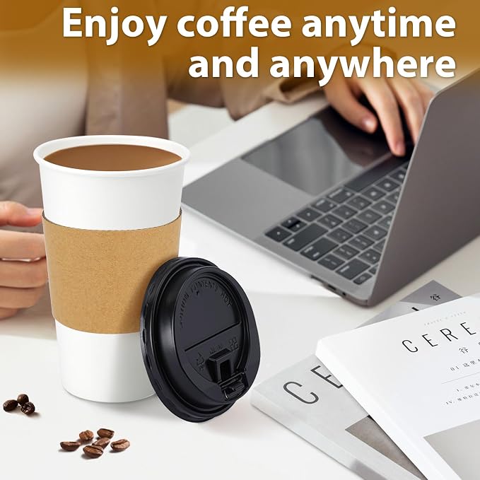 Clawsoff 100 Pack 16 oz Disposable Paper Coffee Cups - Image 3