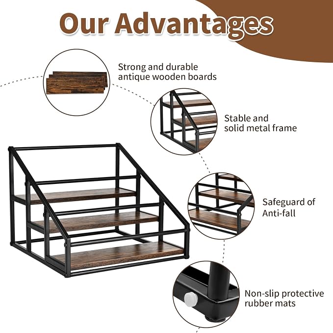 YQBRAO Coffee Syrup Rack Organizer, 3-Tier 12 Bottles Syrup Rack - Image 4