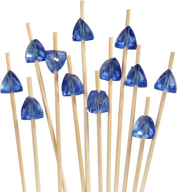 BambooMN 5.9" Decorative Acrylic Dark Blue Gem End Bamboo Cocktail Fruit by BambooMN