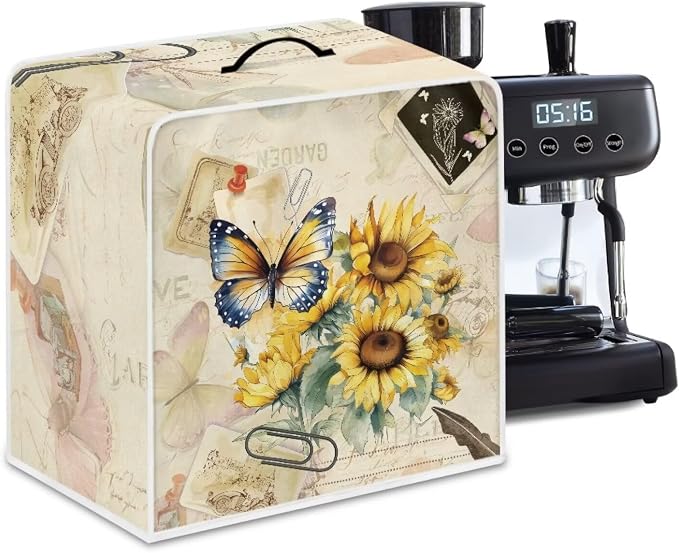 Sunflower Butterfly Coffee Maker Dust Protection Lightweight Kitchen Appliance - Image 4