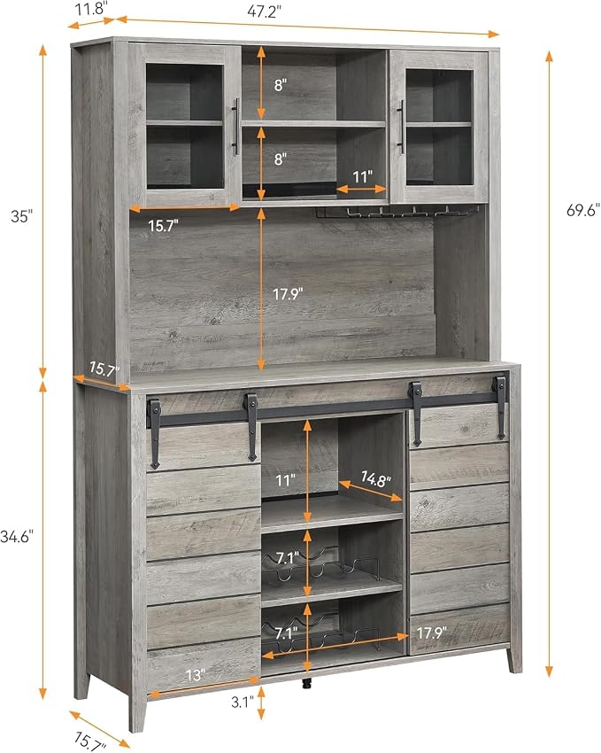 IDEALHOUSE 70'' Wine Coffee Bar Cabinet - Image 2