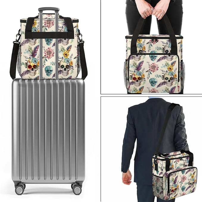Ethnic Skull Coffee Maker Carring Bag, Large Insulated Storage Organizer Case - Image 7