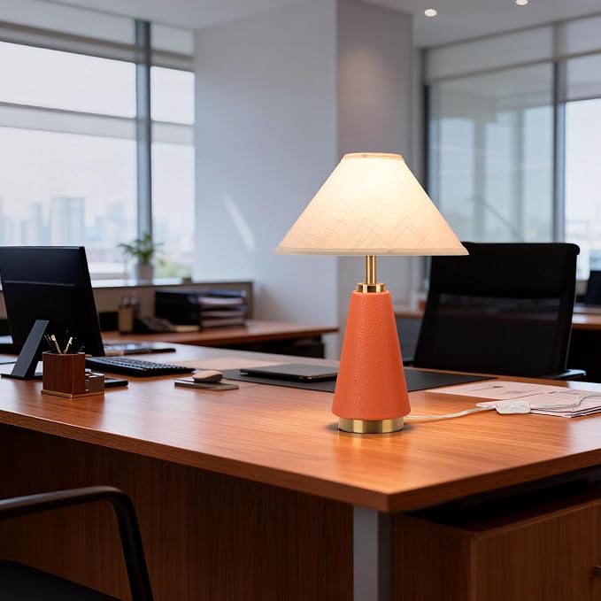 18.11 Inch Mid Century Modern Orange Table Lamp, MCM - Image 9