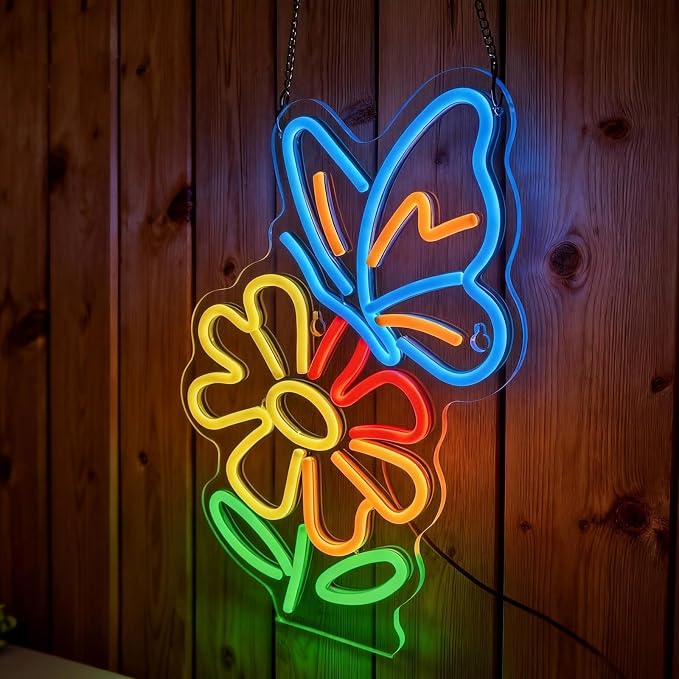 Flower and Butterfly Neon Sign - Image 2