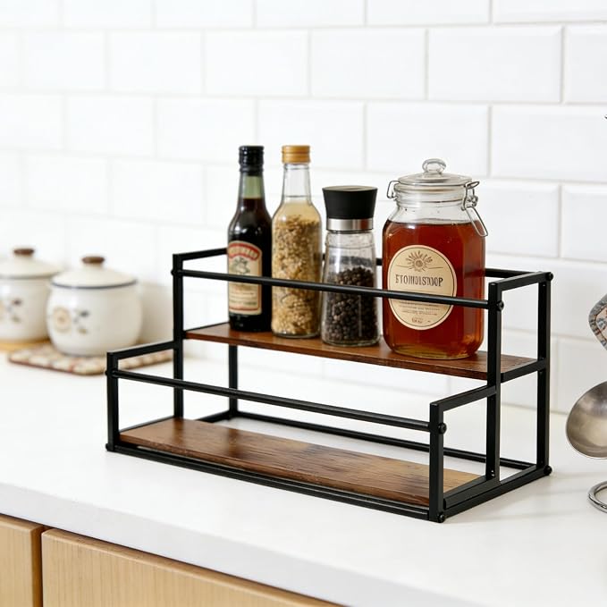 Coffee Syrup Rack Organizer -2 Tier 10 Syrup Bottles Holder Stand - Image 2