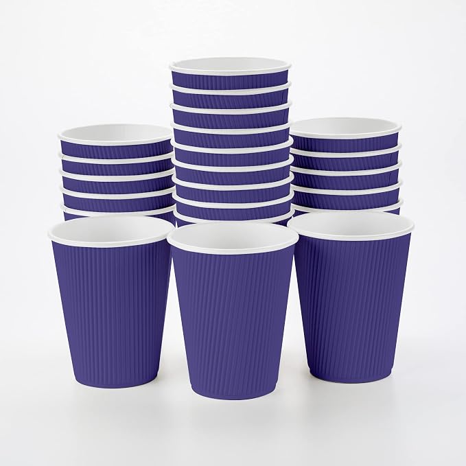 Restaurantware Ripple Wall Coffee Cups 25 Count 12 Ounce Insulated Royal Purple by Restaurantware