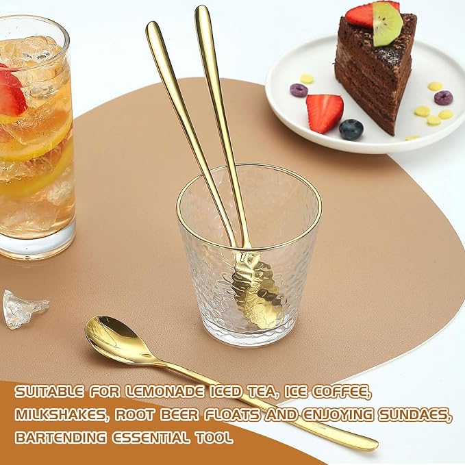 Long Handle Iced Tea Spoons, 9.5-Inch Stainless Steel Dessert and Coffee Mixing - Image 6