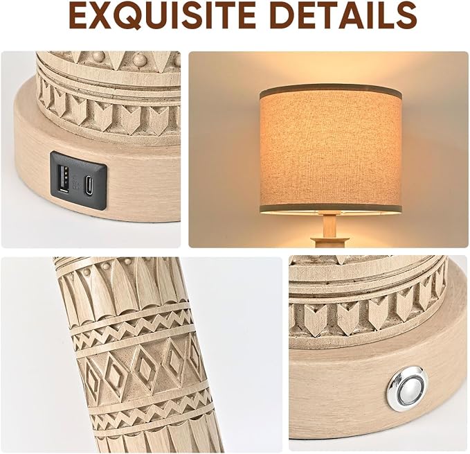 23IN Table Lamps for Living Room Set of 2 End Table Lamps Touch Control Table - Image 4