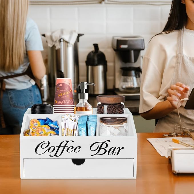 Coffee Bar Organizer Countertop, Wooden Bar Accessories - Image 4