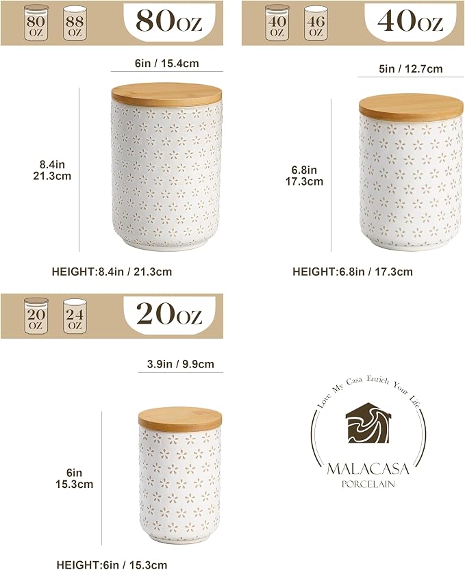 MALACASA LYDIA Ceramic Canisters Set - Image 2