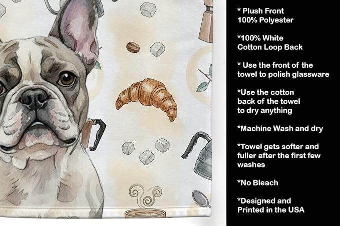 Caroline's Treasures Pied French Bulldog Coffee Bar Kitchen Towel Velour Plush - Image 4