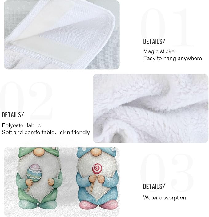 Dussdil Easter Gnomes Eggs Bunny Kitchen Hanging Towels Bathroom Hand Bath - Image 3