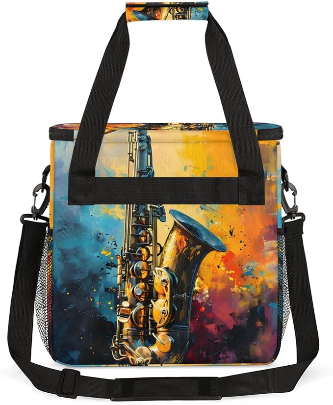 Music Saxophone Coffee Maker Carring Bag, Large Insulated Storage Organizer - Image 5