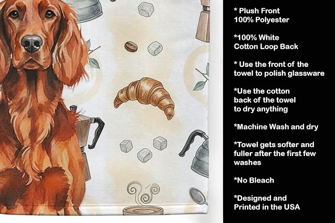 Caroline's Treasures Irish Setter Coffee Bar Kitchen Towel Velour Plush Front - Image 4