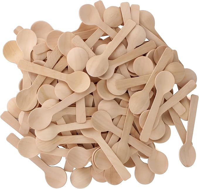 200 Pcs 4-inch Mini Wooden Spoons, Disposable Eco Friendly Sugar Salt Scrub by HAZOULEN