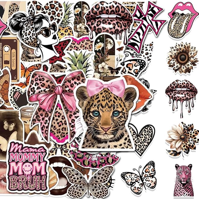 100Pcs Leopard Print Aesthetic Stickers - Image 4