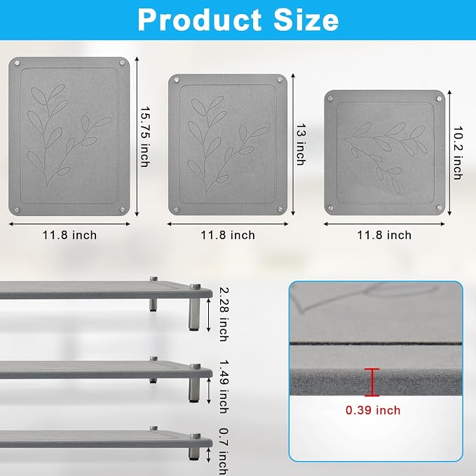 3Pcs Nesting Stone Drying Mat for Kitchen Counter, Quick Drying Dish Drying Mat - Image 7