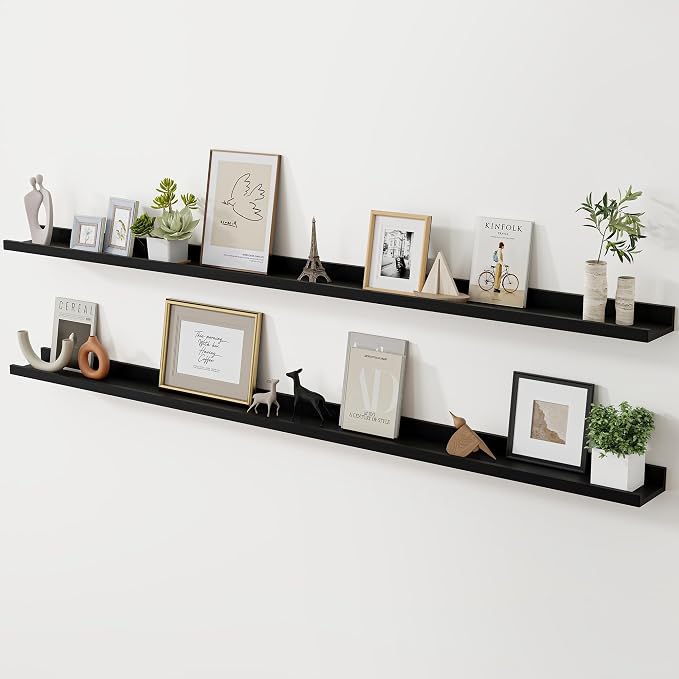 Acovy Long Floating Shelves for Wall, 72 inch Solid Wood Picture Ledge Shelf by Acovy