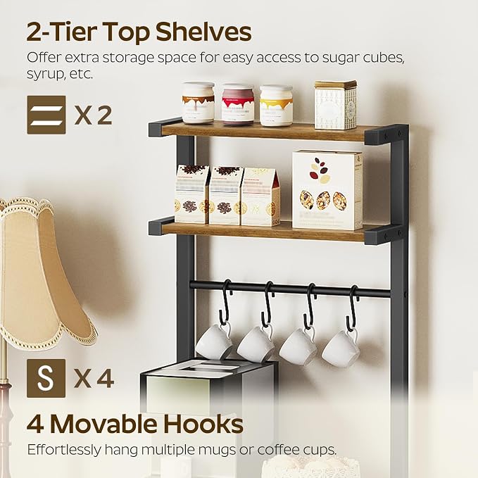 YATINEY Bakers Rack, 5-Tier Coffee Bar Station, Coffee Stand - Image 6
