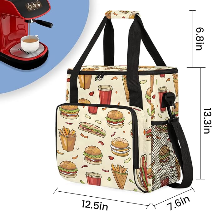 Fast Food Hamburger Coffee Maker Carring Bag, Large Insulated Storage Organizer - Image 2