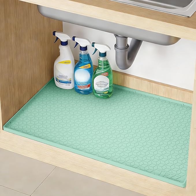 TRZZ Silicone Waterproof Under Sink Mat 31" x 22", Drip Tray and Cabinet Liner by TRZZ