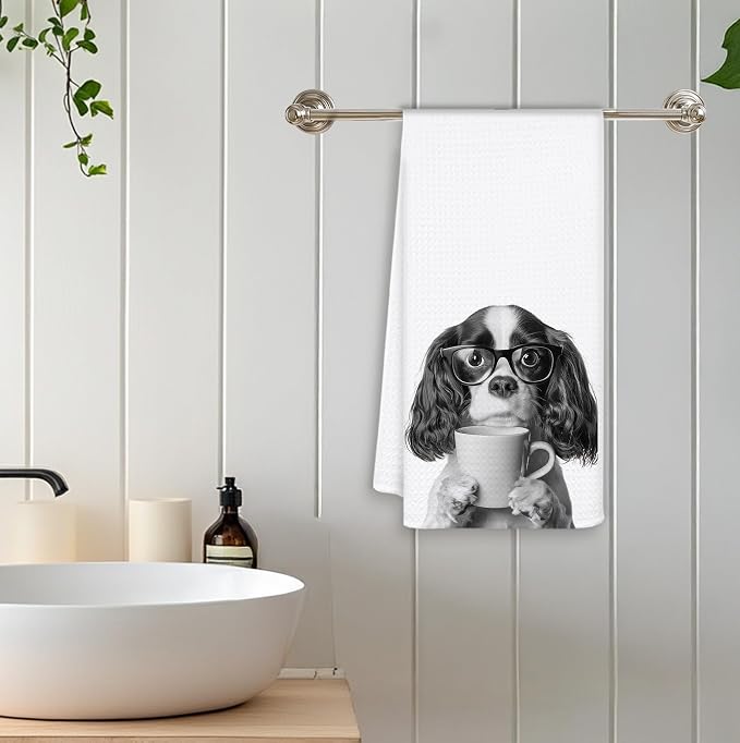 Funny Coffee Cavalier King Kitchen Towels, Cavalier King Charles Spaniel Gifts - Image 5
