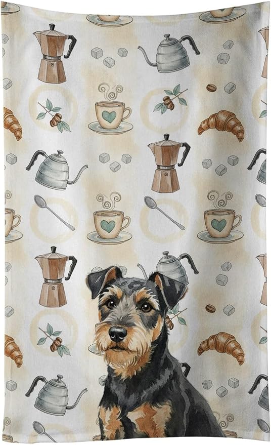 Caroline's Treasures Black and Tan Lakeland Terrier Coffee Bar Kitchen Towel by CarolinesTreasures