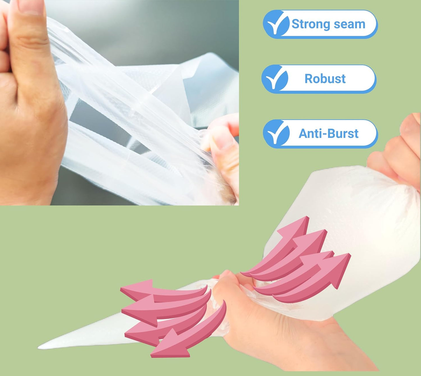 19 Inch Extra Large Piping Bags 200 Pack - Disposable Pastry Bags - Thick Anti-Burst Pastry Icing Frosting Piping Bags For Decorating Cupcakes Cakes Cookies (Large 19 Inch-200 Pack)