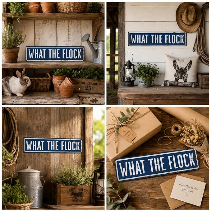 Funny Farm Sign, What the Flock Sign, 15.8x4 inches, Hen House Decor, Chicken - Image 6