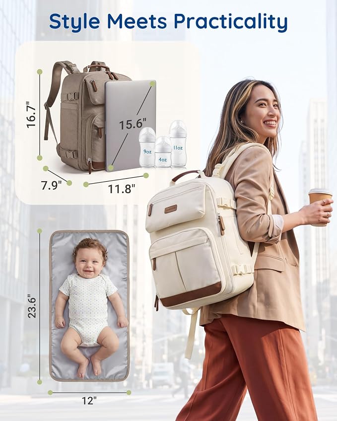 mommore Diaper Bag Backpack Multi-Pocket Travel Baby Bag - Image 6