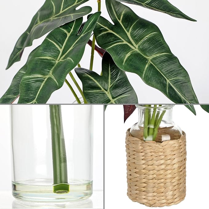 2 Packs Real Touch Faux Alocasia Plants in Vase - Image 2