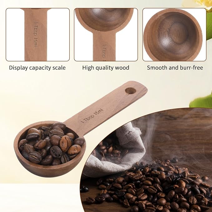 Walnut Wooden Coffee Scoop for Jars, Coffee Scoop for Ground Coffe Handmade - Image 3