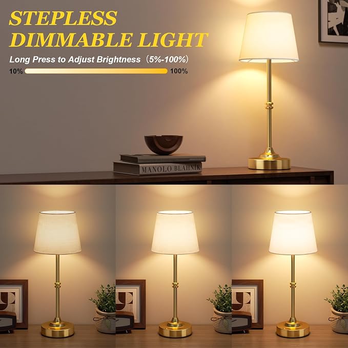 Kakanuo Rechargeable Cordless Table Lamp Gold - Image 3