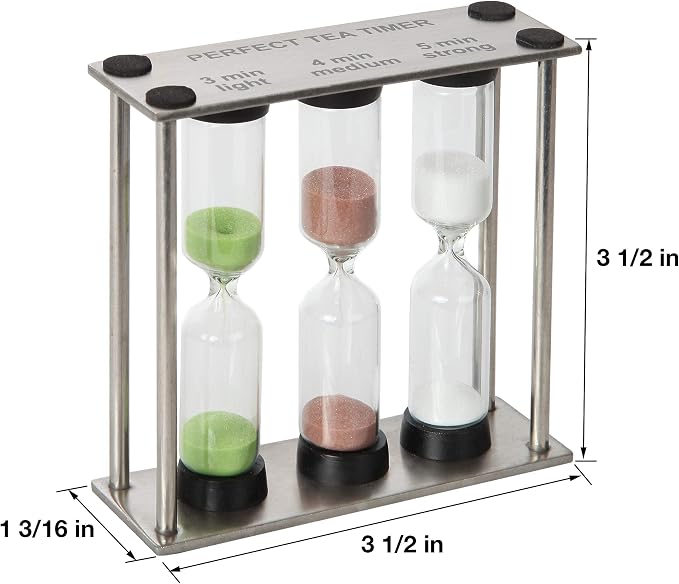 Lily's Home 3.75" Tall 3-in-1 Perfect Tea Timer, Includes 3, and 5 Minute Sand - Image 2