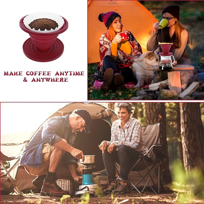 Prasacco Pour Over Coffee Dripper Foldable Travel Pour Over Coffee Maker | - Image 6