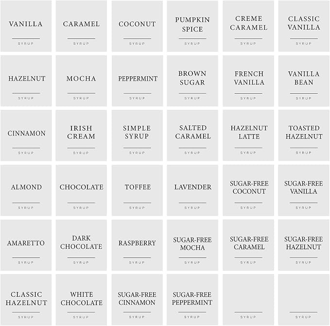 36PCS Transparent Coffee Syrup Labels Stickers, Minimalist Clear Waterproof by GSCWLD