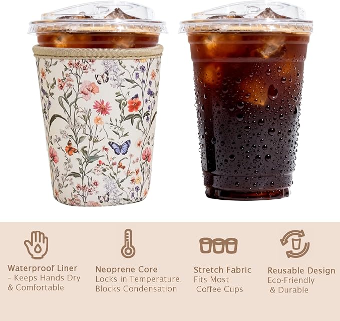 Reusable Insulated Sleeve for Iced Coffee Cup, Beverage Holder for Iced Coffee - Image 6