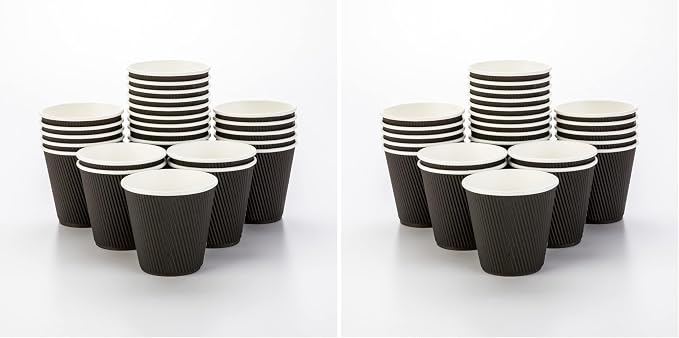 Restaurantware 8 Ounce Paper Coffee Cups, 25 Ripple Disposable Paper Cups by Restaurantware