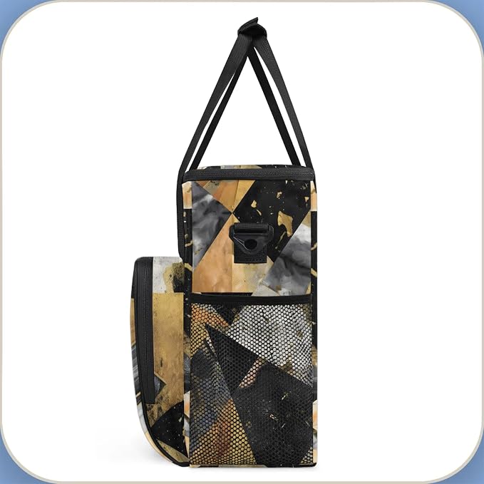 Black Gray Gold Marble Coffee Maker Carring Bag, Large Insulated Storage - Image 4