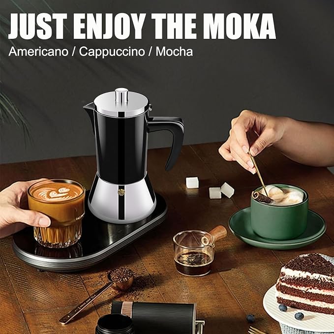 6 Cup Thickened 304 Stainless Steel Moka Pot Stovetop Espresso Maker Cafeteras - Image 6
