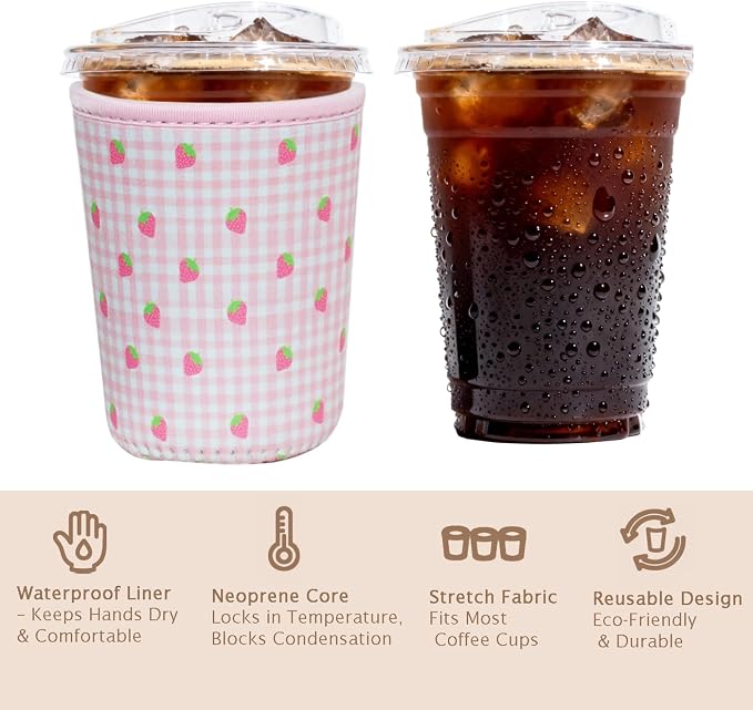 Reusable Insulated Sleeve for Iced Coffee Cup, Coffee Neoprene Sleeve for Cold - Image 6