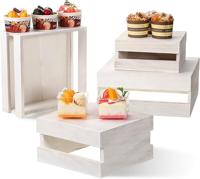 Sieral 4 Pieces Wood Cupcake Display Stand Decorative Dessert Appetizer Cake by Sieral