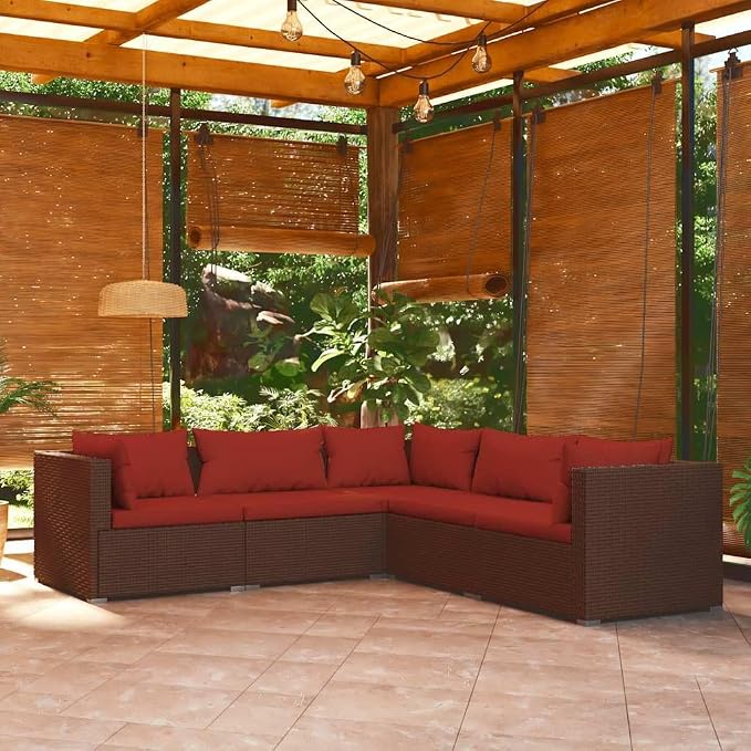 5 Piece Garden Lounge Set, Modular Patio Conversation Furniture Set - Image 2