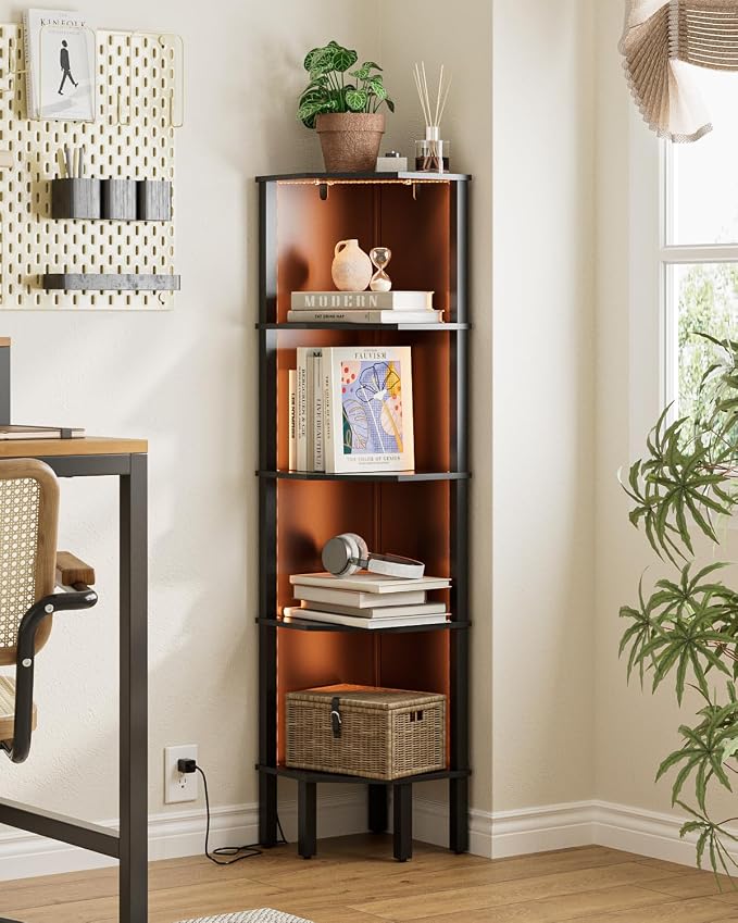 Corner Shelf Stand, 5 Tier Corner Bookshelf, Corner Furniture - Image 5