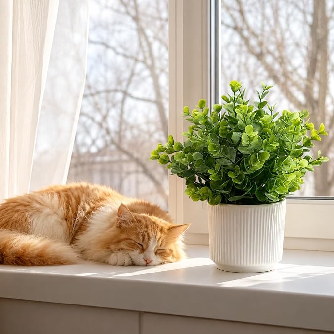 Small Artificial Eucalyptus Potted Plant, 9 in, Bathroom Decor | Small green - Image 5