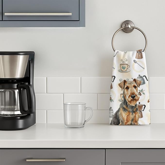 Caroline's Treasures Grizzle Airedale Terrier Coffee Bar Kitchen Towel Velour - Image 3