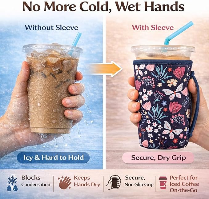 KJQJLY 3 Reusable Iced Coffee Sleeves - Image 3