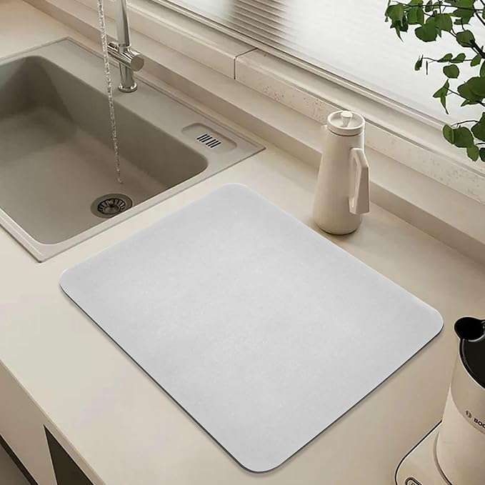 Grey Dish Drying Mat for Kitchen Counter No-slip Rubber Bottom Drainer Mats - Image 6