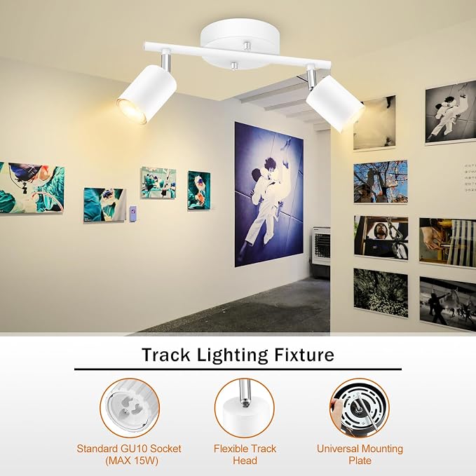 BoostArea LED 2 Light Track Lighting Kit, Flexibly Rotatable Light Head - Image 2