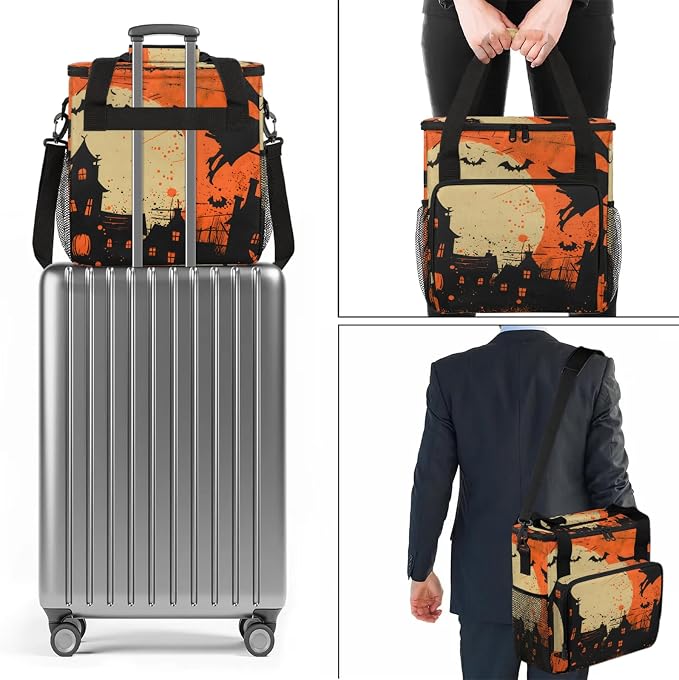 Halloween Themed Coffee Maker Carring Bag, Large Insulated Storage Organizer - Image 7